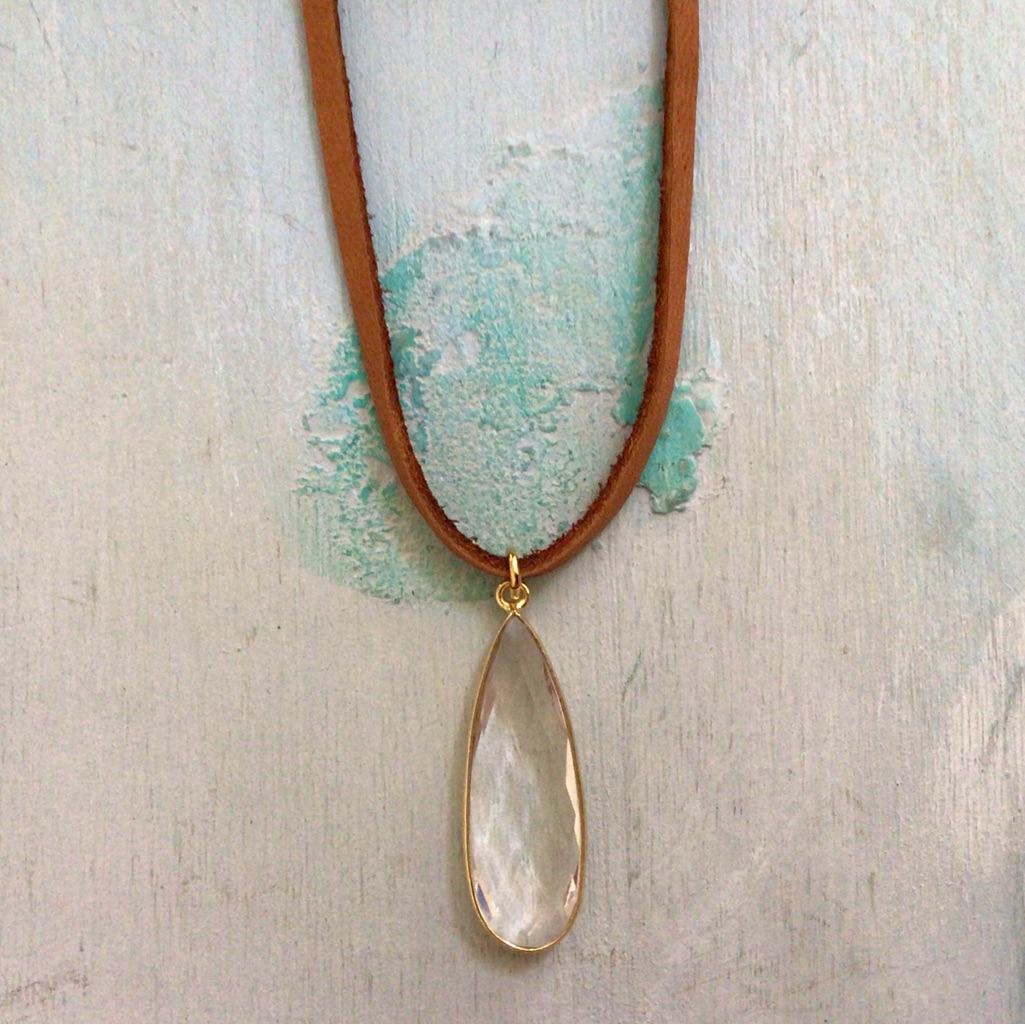 Leather Cord Quartz Necklace Sundance Charm